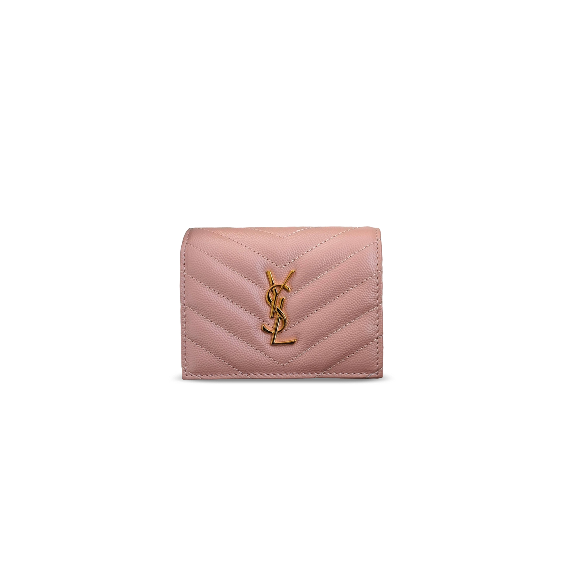 YSL CASSANDRE MATELASSÉ FLAP CARD CASE IN GRAIN DE POUDRE LEATHER 668290 (11*8.5*3cm)